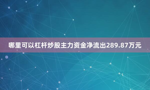 哪里可以杠杆炒股主力资金净流出289.87万元